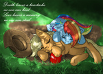 Size: 1400x1000 | Tagged: safe, artist:shnider, applejack, rainbow dash, g4, apple, artifact, crying, dead, female, food, sad