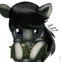 Size: 1024x1024 | Tagged: safe, artist:imsokyo, octavia melody, g4, corn, eating, female, food, herbivore, nom, solo