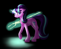 Size: 2500x2000 | Tagged: safe, artist:klarapl, starlight glimmer, g4, dark, female, high res, magic, s5 starlight, solo, staff, staff of sameness