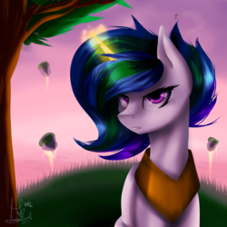 Size: 4000x4000 | Tagged: safe, artist:sonigiraldo, princess celestia, alicorn, pony, g4, female, glowing, glowing horn, grass, horn, levitation, looking at you, magic, magic aura, mare, outdoors, peytral, solo, telekinesis, tree