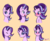 Size: 4928x4052 | Tagged: safe, artist:potzm, starlight glimmer, pony, unicorn, g4, my little pony: friendship is magic, the crystalling, :o, :p, absurd resolution, blushing, blushing profusely, bust, colored pupils, confused, cross-eyed, cute, doodle, expressions, eyes closed, female, floppy ears, frown, glimmerbetes, happy, head tilt, looking at you, looking down, mare, multeity, open mouth, shy, silly, simple background, smiling, solo, tongue out, yellow background