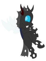 Size: 1936x2592 | Tagged: safe, artist:squipycheetah, kevin, changeling, g4, slice of life (episode), cute, cuteling, fangs, floating, flying, happy, looking back, simple background, smiling, solo, teeth, transparent background, transparent wings, vector