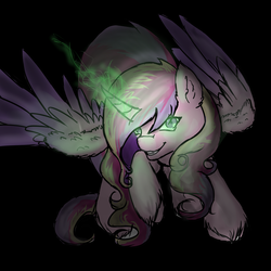Size: 5000x5000 | Tagged: safe, artist:muserkikki, queen chrysalis, changeling, g4, absurd resolution, disguise, disguised changeling, fake cadance, female, magic, solo