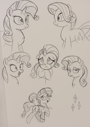 Size: 2129x3000 | Tagged: safe, artist:ncmares, rarity, g4, chest fluff, clothes, crying, female, high res, hoodie, monochrome, sketch, sketch dump, socks, solo
