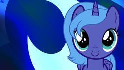 Size: 1920x1080 | Tagged: safe, artist:slb94, princess luna, g4, cute, female, filly, solo, wallpaper, woona