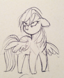 Size: 769x934 | Tagged: safe, artist:buttersprinkle, rainbow dash, g4, angry, cute, female, grumpy, sketch, solo, traditional art