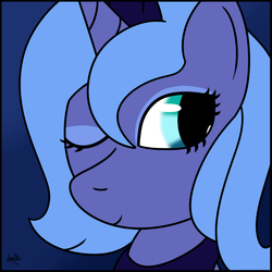 Size: 700x700 | Tagged: safe, artist:spritepony, princess luna, pony, g4, female, portrait, solo, wink, woona