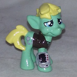 Size: 581x585 | Tagged: safe, artist:gryphyn-bloodheart, oc, oc only, oc:murky, earth pony, pony, fallout equestria, fallout equestria: murky number seven, blind bag, customized toy, irl, photo, pipbuck, toy