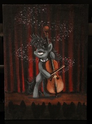 Size: 1280x1730 | Tagged: safe, artist:horseez, octavia melody, g4, acrylic painting, cello, female, musical instrument, painting, solo, stage, traditional art