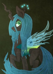 Size: 922x1280 | Tagged: artist needed, safe, artist:lllllllllllll, queen chrysalis, changeling, changeling queen, g4, crown, female, jewelry, regalia, solo