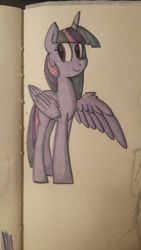 Size: 456x810 | Tagged: safe, artist:colouredteapot, twilight sparkle, alicorn, pony, g4, female, markers, pattern, smiling, solo, traditional art, twilight sparkle (alicorn)