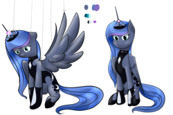 Size: 3000x2000 | Tagged: safe, artist:catopia26, princess luna, alicorn, pony, g4, armor, crown, discorded, female, high res, mare, reference sheet, simple background, solo, transparent background