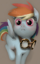 Size: 768x1240 | Tagged: safe, artist:ciyunhe, rainbow dash, pegasus, pony, g4, cute, female, goggles, looking at you, solo