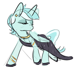 Size: 872x819 | Tagged: safe, artist:nobody, lyra heartstrings, alicorn, pony, g4, black dress, clothes, dress, ear piercing, earring, female, jewelry, lyracorn, necklace, piercing, race swap, simple background, solo, white background
