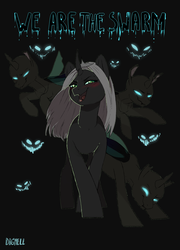 Size: 1987x2761 | Tagged: safe, artist:dagmell, oc, oc only, oc:queen tenebris, changeling, changeling queen, changeling queen oc, female, holeless, white changeling