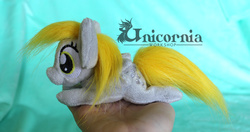 Size: 1000x529 | Tagged: safe, artist:lioncubcreations, artist:unicornia-workshop, artist:unicorniaworkshop, derpy hooves, pegasus, pony, g4, beanie (plushie), female, irl, mare, photo, plushie