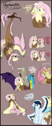 Size: 1500x3600 | Tagged: safe, artist:bluesidearts, discord, oc, oc:dapple pie, oc:panacea, oc:quick breeze, draconequus, hybrid, g4, colored wings, colored wingtips, confused, crying, cute, discute, draconequus oc, feather, floppy ears, frown, grin, hanging, hiding, looking back, nervous, next generation, offspring, open mouth, parent:cheese sandwich, parent:discord, parent:fluttershy, parent:pinkie pie, parent:rainbow dash, parent:soarin', parents:cheesepie, parents:discoshy, parents:soarindash, sad, scared, scrunchy face, shivering, sitting, smiling, smirk, squee, tail hold, wide eyes