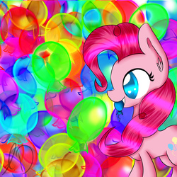 Size: 1024x1024 | Tagged: safe, artist:dashiepl, pinkie pie, g4, balloon, female, heart eyes, solo, wingding eyes