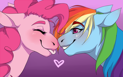 Size: 1600x1000 | Tagged: safe, artist:fluffyrainbowsheep, pinkie pie, rainbow dash, g4, cute, dashabetes, diapinkes, female, lesbian, ship:pinkiedash, shipping, tongue out