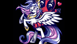 Size: 503x287 | Tagged: safe, artist:gilles bone, edit, princess celestia, g4, chibi, cropped, crossover, deadpool, heart