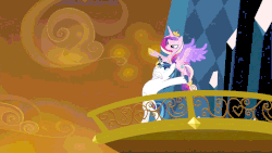 Size: 960x540 | Tagged: safe, edit, edited screencap, screencap, princess cadance, shining armor, alicorn, pony, unicorn, g4, season 3, the crystal empire, animated, bipedal, epic wife tossing, fastball special, horn, horn crystals, loop, reversed