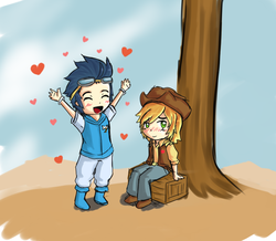 Size: 746x651 | Tagged: safe, artist:tomato-al, braeburn, soarin', human, g4, gay, humanized, male, ship:soarburn, shipping