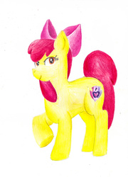 Size: 2280x3172 | Tagged: safe, artist:crystal-okami, apple bloom, g4, cutie mark, female, high res, solo, the cmc's cutie marks, traditional art