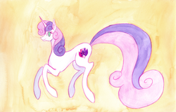 Size: 1024x657 | Tagged: safe, artist:enuwey, sweetie belle, g4, cutie mark, female, solo, the cmc's cutie marks, traditional art