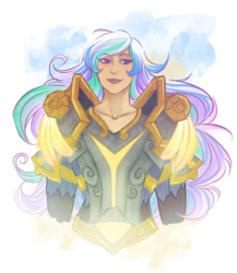Size: 2480x2853 | Tagged: safe, artist:mscootaloo, princess celestia, human, g4, armor, crossover, fantasy class, female, high res, humanized, knight, paladin, solo, warcraft, warrior, woman, world of warcraft