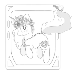 Size: 2465x2385 | Tagged: safe, artist:woonasart, sweetie belle, g4, black and white, cutie mark, cutie mark crusaders, female, flower, grayscale, high res, hippie, monochrome, peace symbol, solo, the cmc's cutie marks