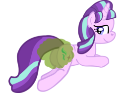Size: 1031x774 | Tagged: dead source, safe, artist:asctoons, starlight glimmer, pony, unicorn, g4, butt, fart, fart cloud, female, looking at you, plot, simple background, smiling, smiling at you, solo, transparent background