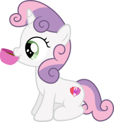 Size: 5599x6000 | Tagged: safe, artist:agrol, artist:slb94, sweetie belle, pony, g4, absurd resolution, cute, cutie mark, diasweetes, drinking, female, food, simple background, sitting, solo, sweet tea belle, tea, the cmc's cutie marks, transparent background, vector