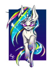 Size: 1024x1409 | Tagged: safe, artist:linaprime, dj pon-3, vinyl scratch, g4, female, human facial structure, rainbow power, rainbow power-ified, solo