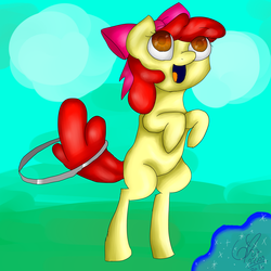 Size: 4251x4251 | Tagged: safe, artist:greenfox27, apple bloom, g4, absurd resolution, bipedal, female, open mouth, solo