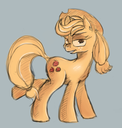 Size: 532x558 | Tagged: safe, artist:post-it, applejack, g4, colored sketch, female, sketch, smiling, solo