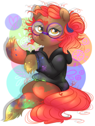Size: 1024x1365 | Tagged: safe, artist:dragonfoxgirl, oc, oc only, oc:dragonfox, clothes, glasses, messy mane, simple background, solo, sweater, transparent background