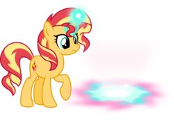 Size: 6472x4494 | Tagged: safe, artist:osipush, sunset shimmer, pony, unicorn, g4, absurd resolution, backwards cutie mark, female, portal, solo