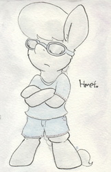 Size: 675x1040 | Tagged: safe, artist:slightlyshade, silver spoon, earth pony, pony, g4, bipedal, clothes, female, glasses, solo, traditional art