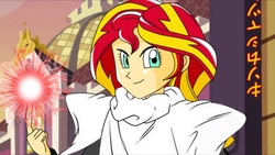 Size: 1280x720 | Tagged: safe, sunset shimmer, equestria girls, g4, akira toriyama, dragon ball, dragon ball z, female, needs more jpeg, piccolo (dragon ball), solo, style emulation