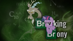 Size: 2560x1440 | Tagged: safe, artist:elchicopony, discord, twilight sparkle, g4, breaking bad, crossover