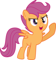 Size: 4477x4734 | Tagged: safe, artist:datapony, scootaloo, pegasus, pony, g4, absurd resolution, confident, cute, female, open mouth, simple background, smirk, solo, standing, transparent background, vector