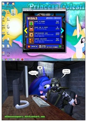 Size: 1365x1920 | Tagged: safe, artist:nikoaccampora, princess celestia, princess luna, human, g4, 3d, adrian shephard, computer, desktop, gmod, h.e.c.u., half-life, half-life: opposing force, microsoft windows, video game, windows 7