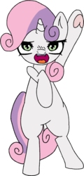 Size: 480x997 | Tagged: safe, artist:jonathan the awesome, derpibooru exclusive, sweetie belle, pony, g4, bipedal, female, frog (hoof), simple background, solo, transparent background, underhoof