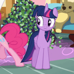 Size: 365x365 | Tagged: safe, screencap, pinkie pie, twilight sparkle, alicorn, pony, g4, maud pie (episode), animated, female, mare, perfect loop, twilight sparkle (alicorn)