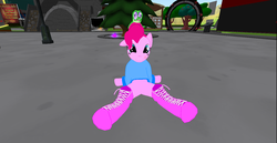 Size: 1368x706 | Tagged: safe, gummy, pinkie pie, anthro, g4, 3d, second life