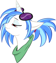 Size: 2640x3000 | Tagged: safe, artist:alcesmire, dj pon-3, vinyl scratch, pony, unicorn, g4, alternate hairstyle, bust, female, floppy ears, high res, horn, mare, portrait, simple background, solo, sunglasses, teeth, transparent background, vector