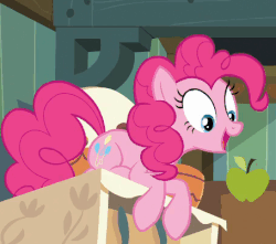 Size: 455x403 | Tagged: safe, screencap, applejack, pinkie pie, pony, g4, maud pie (episode), animated, cute, diapinkes, female, offscreen character, perfect loop, solo focus