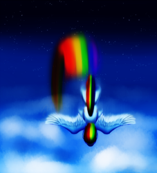 Size: 1000x1100 | Tagged: safe, artist:bureaudrawer, rainbow dash, g4, cloud, female, flying, motion blur, rainbow trail, sky, solo