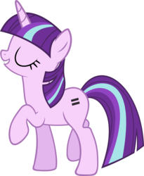 Size: 4911x6000 | Tagged: safe, artist:slb94, edit, starlight glimmer, g4, absurd resolution, alternate hairstyle, eyes closed, female, mane swap, raised hoof, simple background, smiling, solo, transparent background, vector