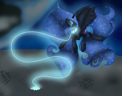 Size: 4446x3483 | Tagged: safe, artist:doodle-28, nightmare moon, g4, ball and chain, crying, female, moon, solo